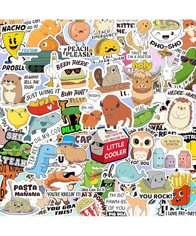 123 PCS Funny Pun Stickers for Adults, Hilarious Punny Gift for Laptop, Water Bottles, Decals for Scrapbooking Waterproof Vinyl