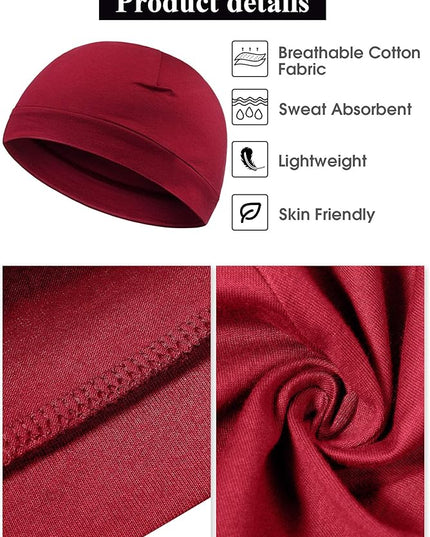 Syhood 4 Pcs Cotton Skull Caps for Men Women Breathable Beanie Thin Sleep Hat Night Running Cap Helmet Liner for Cycling Gym