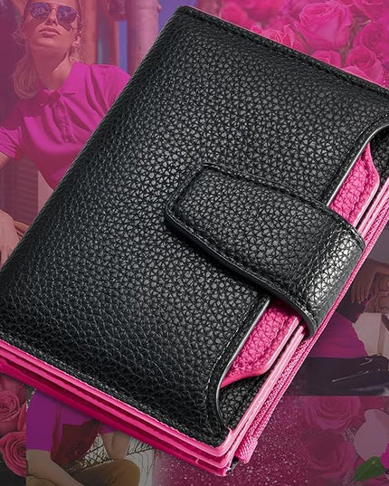 Airkit Small Wallet Women RFID Blocking Soft Leather Bifold Compact Card Holder Wallet for Women with Zipper Coin Pocket 4 ID Window