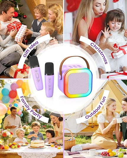 Mini Karaoke Machine for Kids Adults, Portable Bluetooth Speaker with 2 Wireless Karaoke Mics Player,2026 TOP Birthday Gifts Toys for Girls 3,4, 5, 6, 7, 8+Years Old Toddler(Light Purple)