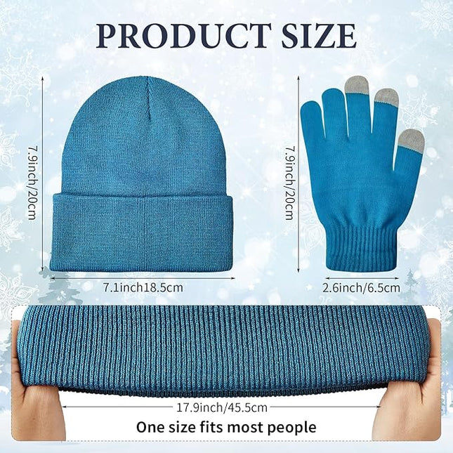 48 Pcs Bulk Winter Knit Beanies Gloves Men Women Warm Beanie Touchscreen Gloves Set Cozy Winter Accessories