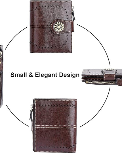Lavemi Womens Leather Wallet Small Compact RFID Blocking Credit Card Case Purse with Zipper Pocket | Small, Compact, RFID Blocking, Zipper Pocket, Small, Compact