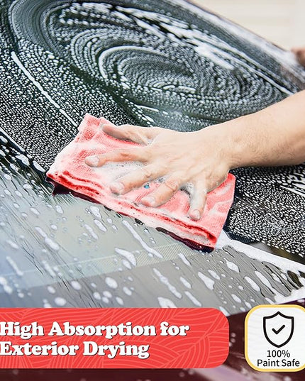 FIXSMITH Shop Towels, Red Microfiber Cleaning Cloth Bulk, 200 Pack Microfiber Towels for Cars, All-Purpose Absorbent Cleaning Rags, Dust Cloth for Automotive, Mechanic, Garage, Bar, 11.5 x 11.5 inch