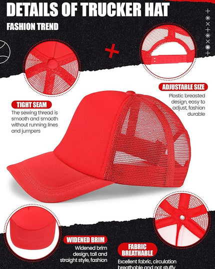 10 Pcs Sublimation Blank Trucker Hats Bulk Mesh Baseball Cap Polyester Mesh Trucker Hat for Men and Women