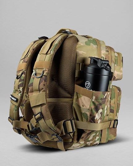 WOLFpak 35L Athletic Gym Backpack - Durable 1000D Waterproof Oxford Material with MOLLE Webbing, Laptop Pocket & Dual Cup Holders, Durable Fitness/Travel/Military Daypack (OCP Camo)