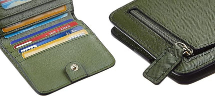 Toughergun Women’s Small Slim Leather Wallet with RFID Protection, Compact Bifold Mini Purse with Clear ID Window