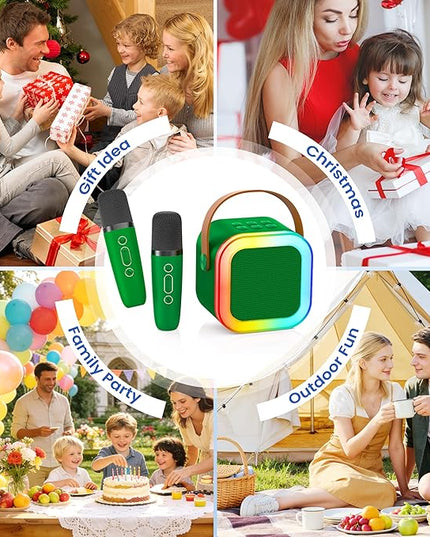 Karaoke Machine for Kids Adults, Portable Bluetooth Speaker with 2 Wireless Karaoke Microphones Player, 2026 TOP Birthday for Girls Boys 3,4,5,6,7,8+Year Old Toddler Toys(Dark Green)
