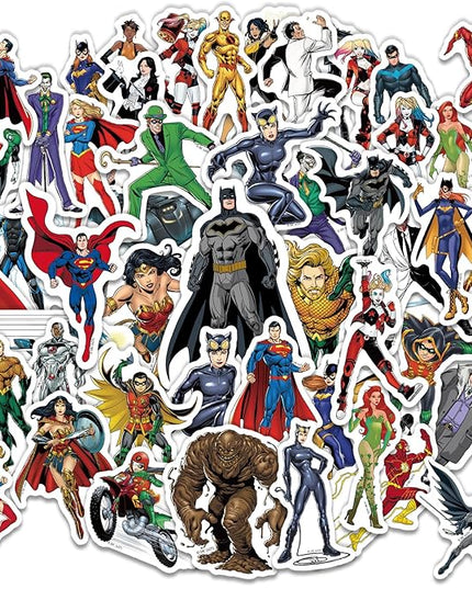 Superhero Stickers for Water Bottles – 50PCS Cartoon Stickers for Kids, Teens, Adults – Waterproof Vinyl Decal Sticker for Laptops, Phones, Skateboards, Scrapbooks, Party Favors, Gifts
