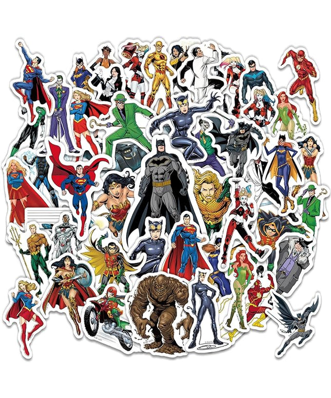 Superhero Stickers for Water Bottles – 50PCS Cartoon Stickers for Kids, Teens, Adults – Waterproof Vinyl Decal Sticker for Laptops, Phones, Skateboards, Scrapbooks, Party Favors, Gifts