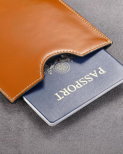 HISCOW Minimalist Passport Sleeve - Italian Calfskin (Antiqued Brown)