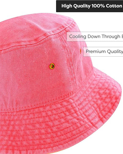 The Hat Depot Bucket Hat - Unisex 100% Cotton & Denim UPF 50 Packable Summer Travel Beach Sun Hat