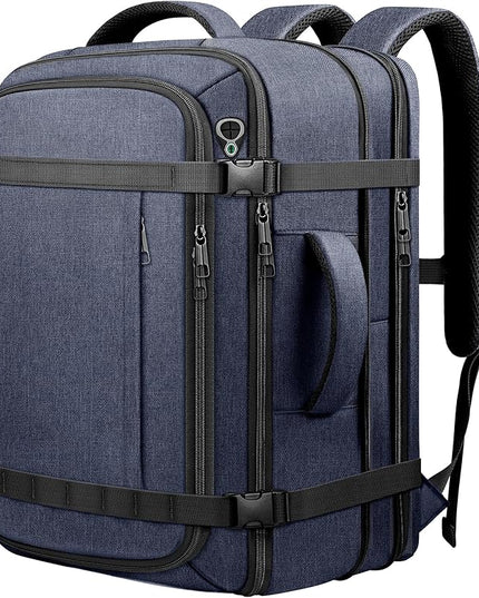 Travel Backpack,Expandable 40-50L Carry on Backpack with USB Cable Port,Fits 17.3 Inch Laptop,Flight TSA friendly,Anti Theft Water Resistant Laptop Backpack for Men Women Weekend Travel,Commuting,Blue