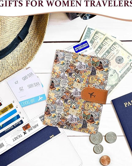 COSHAYSOO Personalized RFID Passport Holder for Travel Women Passports Cover Case Air Essentials Airplane Flight Accessories Airline Plane Flying Must Haves Christmas Gifts for Travellers