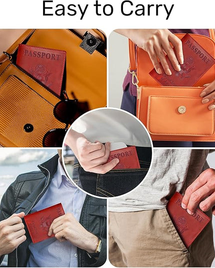 HIFA Leather Passport Holder, Handmade Passport Cover with Card and Ticket Slot - Genuine Leather, Elegant Design, Easy Access - Passport Case, Passport Wallet, Passport Holder
