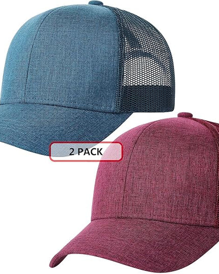 TSSGBL 2 Pack Snapback Trucker Baseball Hats Mesh Back Adjustable Blank Ball Caps for Men Women