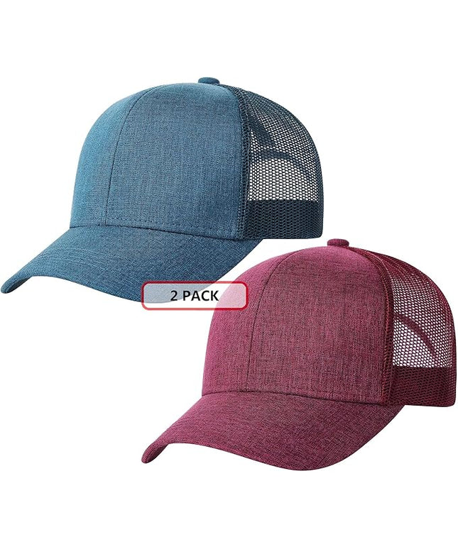 TSSGBL 2 Pack Snapback Trucker Baseball Hats Mesh Back Adjustable Blank Ball Caps for Men Women