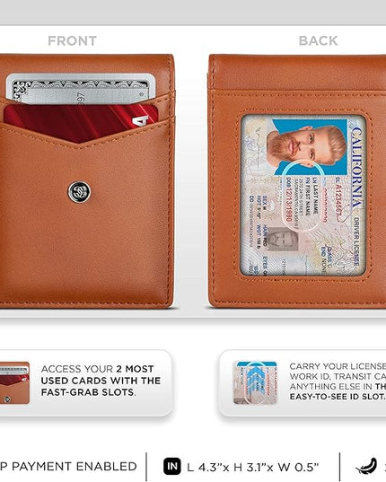 Suavell Slim Wallets for Men. Minimalist Bifold Wallet With Money Clip & ID Window. RFID Blocking Credit Card Holder Front Pocket Wallet, Gifts For Men - Husband Father On Birthday Anniversary