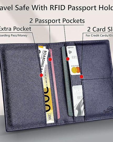 2 Passport Holder - Travel Essentials, RFID Blocking Wallet Credit Card Organiser, Plain Accessories Slim Cover For Men & Women | Travel Essentials, RFID Blocking, Wallet, Accessories, Slim Cover