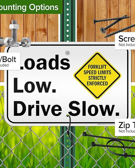 Loads Low Drive Slow Sign, 12x18 Inches, 3M EGP Reflective .063 Aluminum, Fade Resistant, Made in USA by My Sign Center