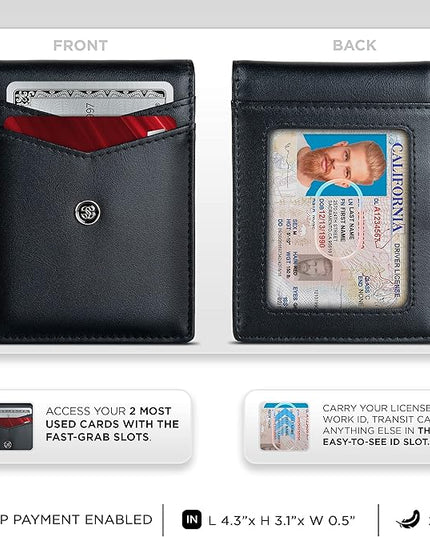Suavell Slim Wallets for Men. Minimalist Bifold Wallet With Money Clip & ID Window. RFID Blocking Credit Card Holder Front Pocket Wallet, Gifts For Men - Husband Father On Birthday Anniversary.
