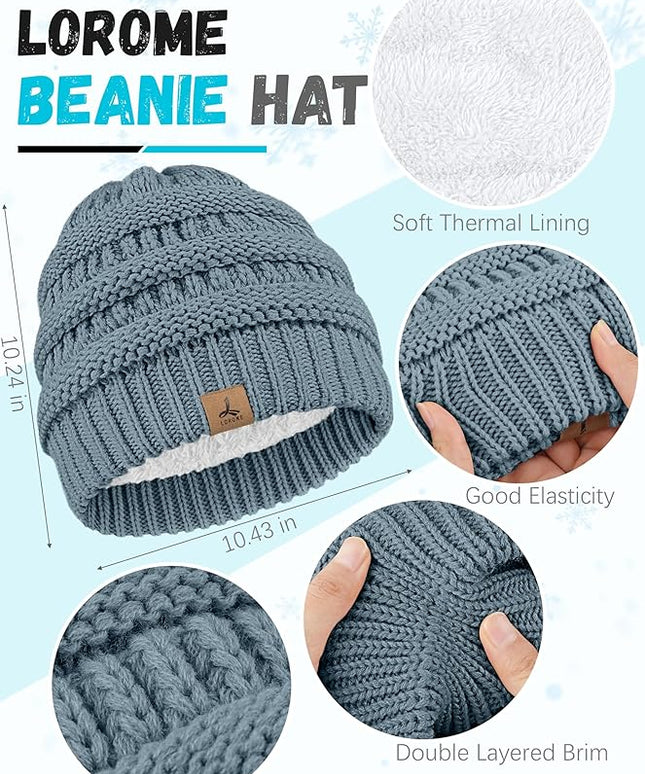 Winter Beanie Hat Scarf Gloves, Warm Fleece Knit Hats Touch Screen Gloves Neck Scarf Set Winter Gifts for Unisex Adult