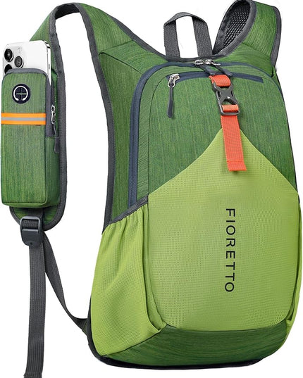FIORETTO 15L Hiking Backpack for Women Men Mini Packable Backpack Lightweight Small Daypack for Camping Travel Outdoor, Green