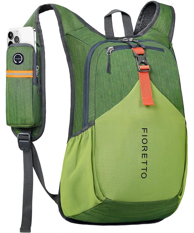 FIORETTO 15L Hiking Backpack for Women Men Mini Packable Backpack Lightweight Small Daypack for Camping Travel Outdoor, Green