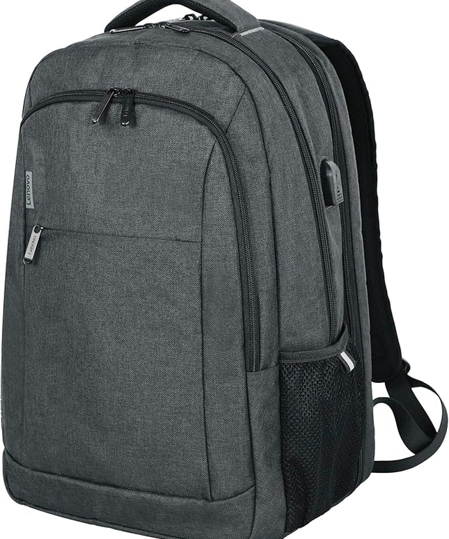 Lenovo B325 Laptop Backpack, Grey, 17-Inch, Water-Resistant Travel Backpack with External USB Port, Anti-Theft Design, Luggage Strap, for Men & Women, Perfect for Work, School, and Travel