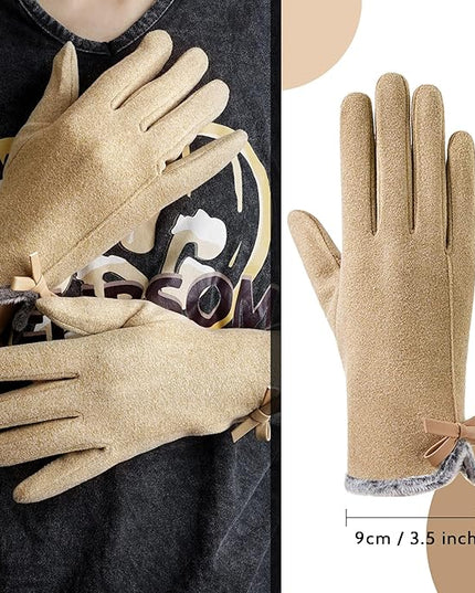 Vagasi Winter Gloves for Women, Touch Screen Cold Weather Thermal Warm Windproof Gloves, Soft Thick Fleece Lining Glove