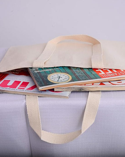 Sturdy Canvas Wholesale Tote Bags with Bottom Gusset 15"W x 16"H x 3"G Blank Totes Great for DIY Painting Printing Embroidery