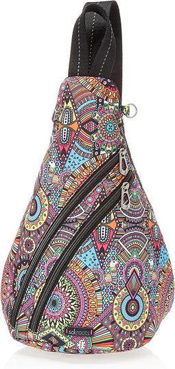 Sakroots On The Go Sling Bag for Women in Eco-Twill, Large Convertible Crossbody Backpack With Main Zipper Closer, Made From Recycled Materials - Rainbow Wanderlust Nd
