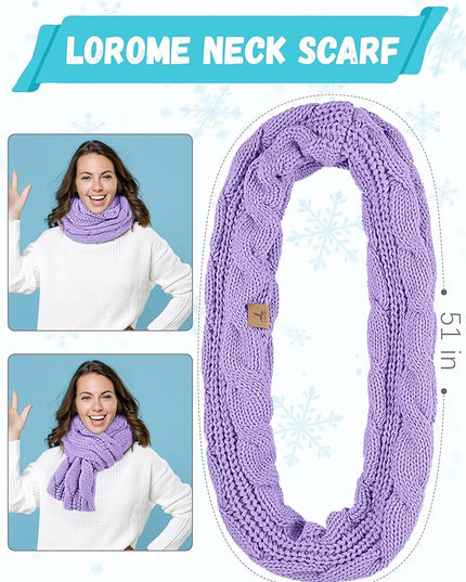 Winter Beanie Hat Scarf Gloves, Warm Fleece Knit Hats Touch Screen Gloves Neck Scarf Set Winter Gifts for Unisex Adult