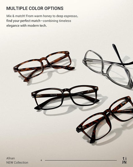 TIJN Blue Light Blocking Glasses for Women Men Clear Frame Square Nerd Eyeglasses Anti Blue Ray Computer Screen Glasses
