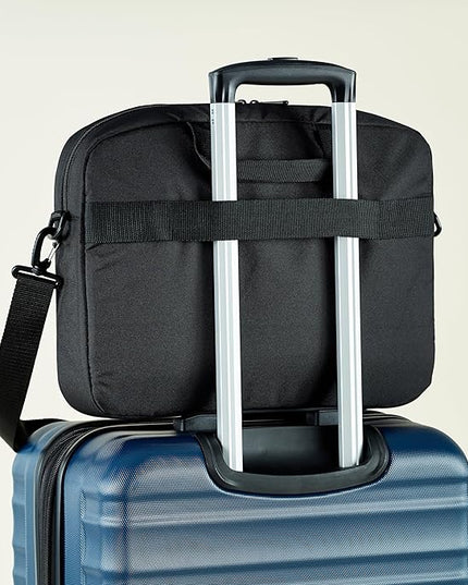 Amazon Basics Laptop Carrying Case with Shoulder Strap and Handle, Large Capacity, 15.6 in, Black