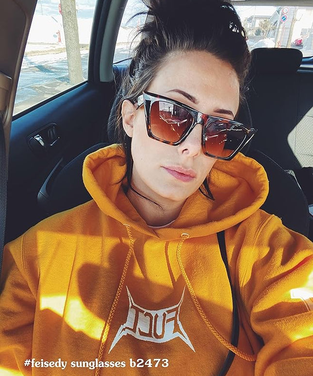FEISEDY Vintage Square Cat Eye Sunglasses Women Trendy Cateye Sunglasses B2473