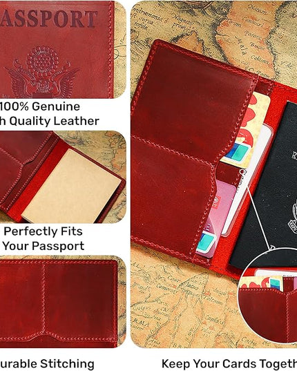 HIFA Leather Passport Holder, Handmade Passport Cover with Card and Ticket Slot - Genuine Leather, Elegant Design, Easy Access - Passport Case, Passport Wallet, Passport Holder