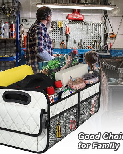 Deosk Car Trunk Organizer for SUV, Car Organizers and Storage with 6 Pocket, Car Accessories for Women/Men 70L Waterproof Polyester Trunk Organizer(Large, Beige)
