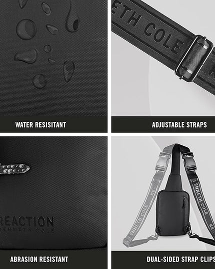 Kenneth Cole REACTION Ryder Coated Polyester Tech Crossbody Bag, Black