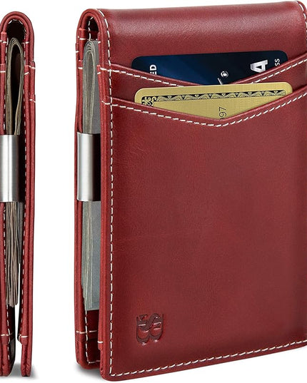 SERMAN BRANDS Money Clip Wallet - Mens Wallets slim Front Pocket RFID Blocking Card Holder Minimalist Mini Bifold