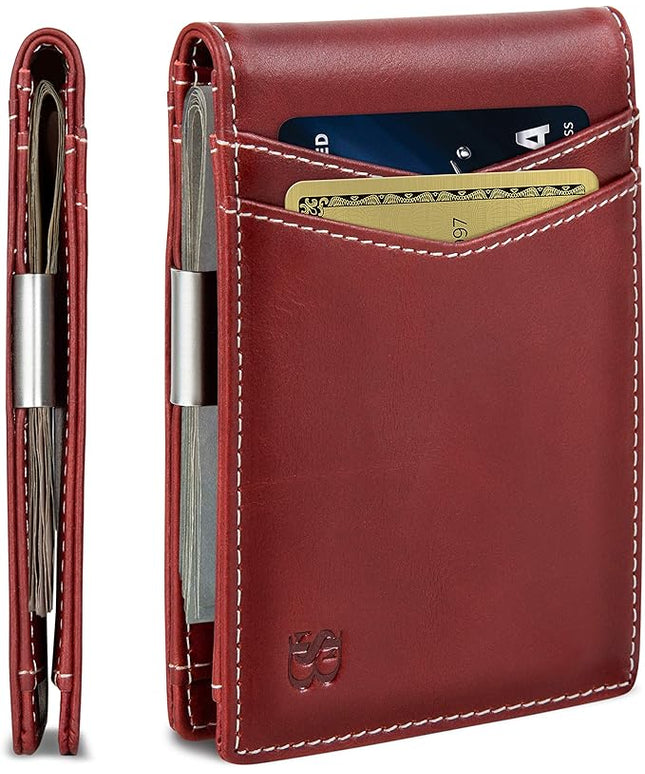 SERMAN BRANDS Money Clip Wallet - Mens Wallets slim Front Pocket RFID Blocking Card Holder Minimalist Mini Bifold