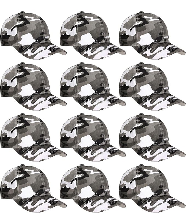 Falari Wholesale Bulk Lot 12-Pack Baseball Cap Adjustable Size Plain Blank Solid Color