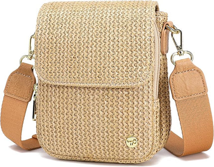 Haytijoe Straw Crossbody Bags for Women Small Summer Purse Woven RFID Cross Body Phone Wallet for Beach Hawaiian Travel Gifts
