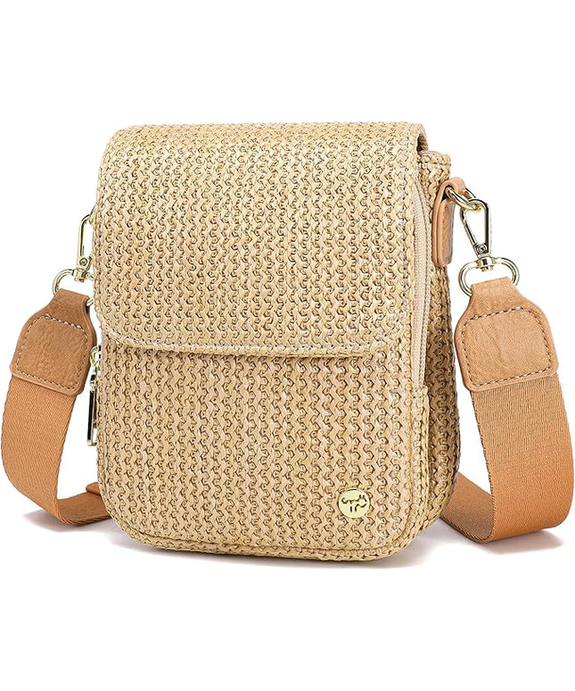 Haytijoe Straw Crossbody Bags for Women Small Summer Purse Woven RFID Cross Body Phone Wallet for Beach Hawaiian Travel Gifts