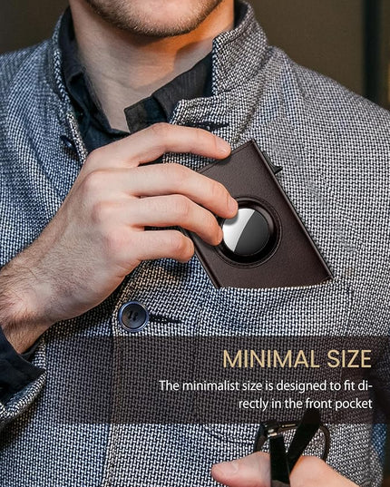 typecase Mens Wallet Card Holder for AirTag: Leather Smart Wallet for Men Compatible with Apple Air Tag, RFID Blocking, Slim, Minimalist - 9-14 Card Capacity | ID Window | Cash Slot (Dark Brown)
