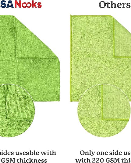 USANOOKS Microfiber Cleaning Cloth Light Green - 100 Pcs 12.5"x12.5" - High Performance - 1200 Washes, Ultra Absorbent Towels Weave Grime & Liquid for Streak-Free Mirror Shine - Car Washing Cloth