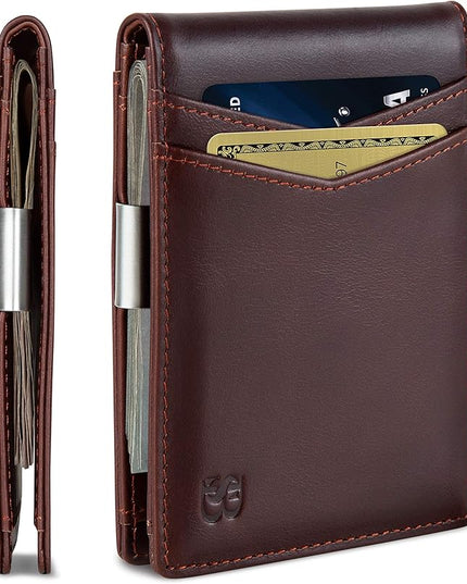 SERMAN BRANDS Money Clip Wallet - Mens Wallets slim Front Pocket RFID Blocking Card Holder Minimalist Mini Bifold