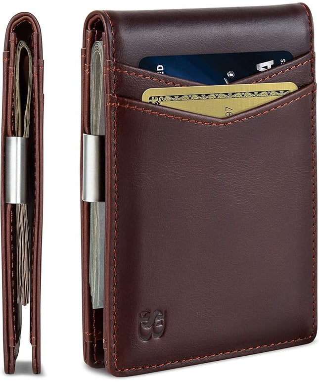 SERMAN BRANDS Money Clip Wallet - Mens Wallets slim Front Pocket RFID Blocking Card Holder Minimalist Mini Bifold