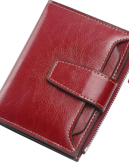 Lavemi Small Compact Women Wallet RFID Blocking Genuine Leather Bifold Purse with ID Windows