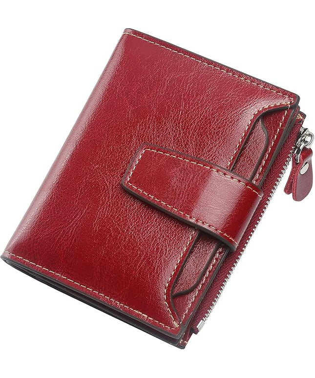 Lavemi Small Compact Women Wallet RFID Blocking Genuine Leather Bifold Purse with ID Windows