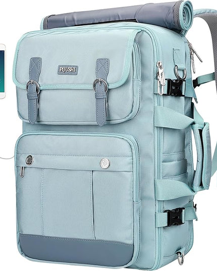 PIJUSHI Travel Backpack for Women Carry on Luggage Backpack Convertible Large Laptop Duffel Bag for Airplanes(PE049 Teal Blue)